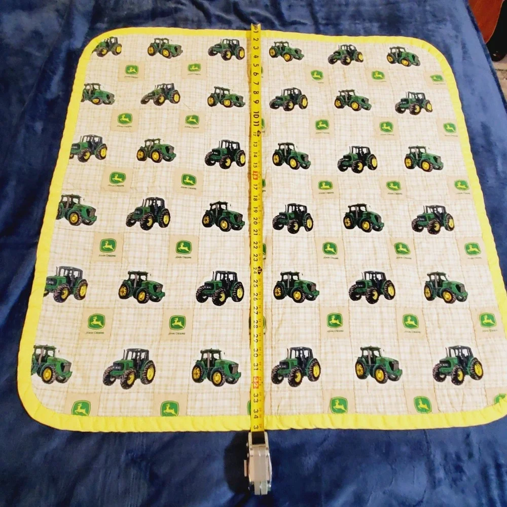John Deere Tractor Baby Toddler Quilt Handmade Handcrafted Approx 35